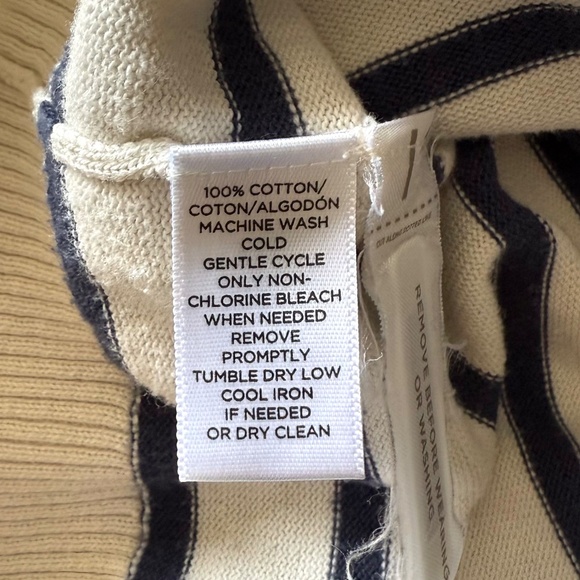 Lou & Grey Striped Asymmetrical Sweater Blue White XL 100% Cotton Nautical Shirt - Picture 5 of 7